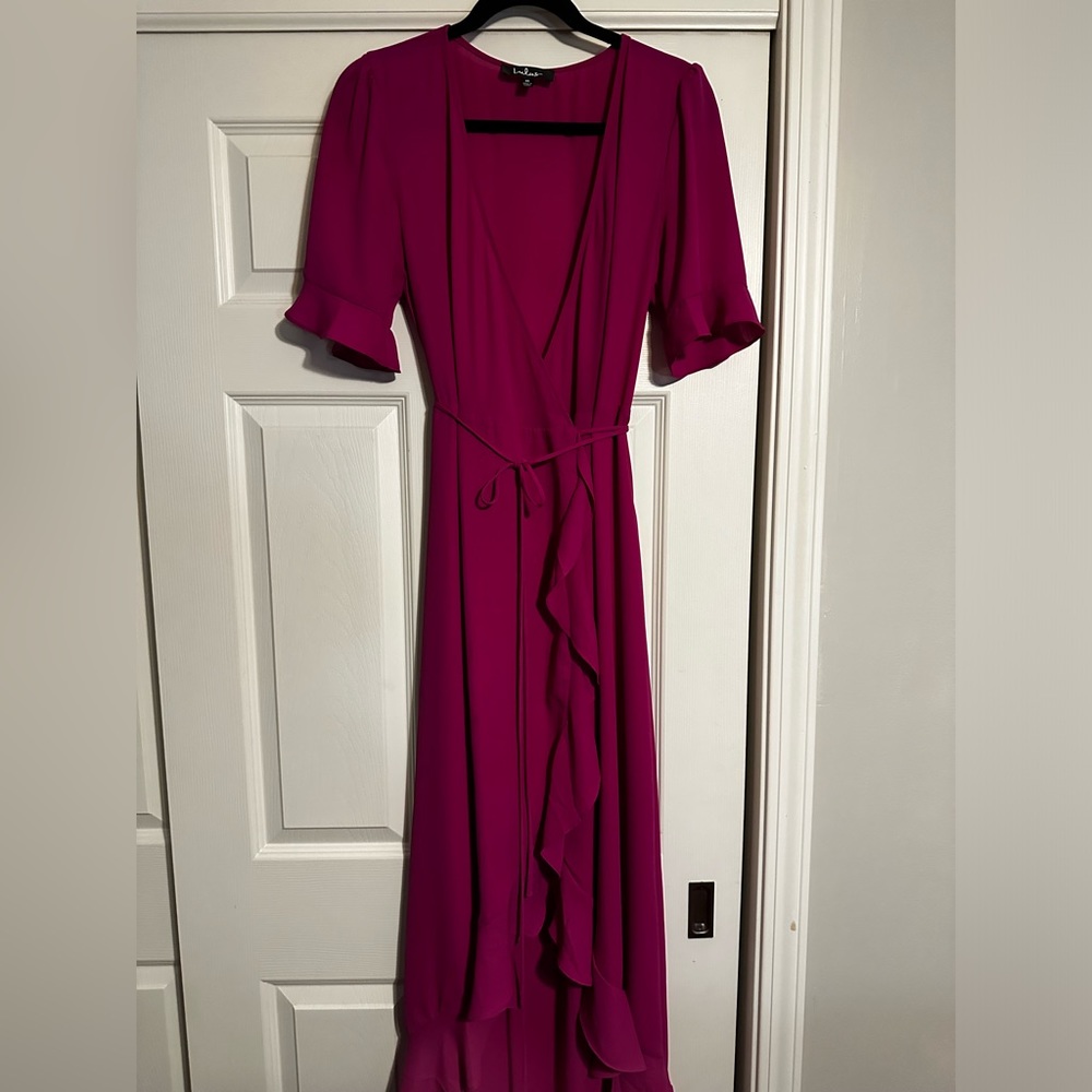 Lulus Wrap Dress in Magenta - Size M - Picture 2 of 4